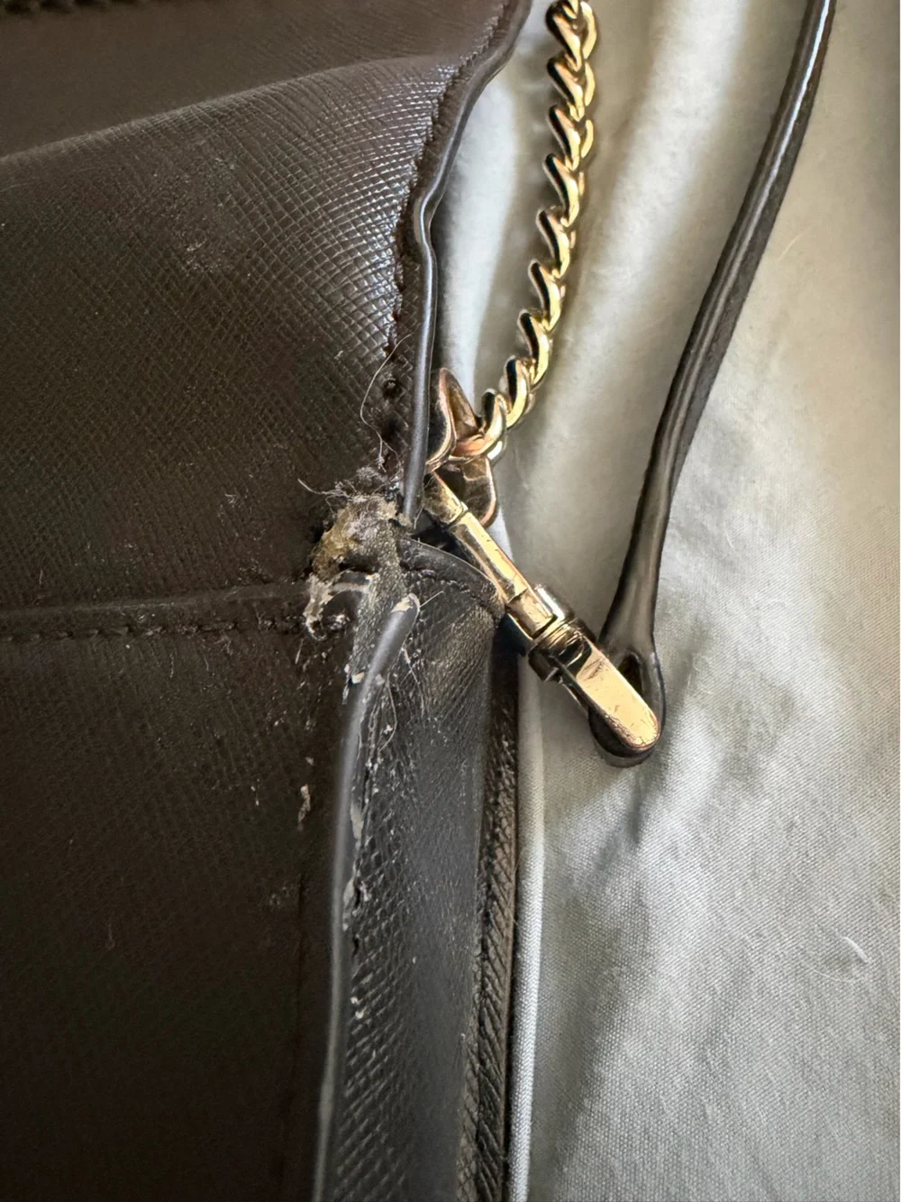 Kate Spade New York Black Crossbody Shoulder Bag Gold Chain Convertible